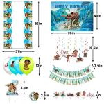 54Pcs Moana Birthday Party Supplies Set, 5*3ft Backdrop, 12 inch Latex Balloons, Cupcake, Cake Topper, Tablecloth, Hanging Swirls, Happy Birthday Banner for Moana Themed Birthday Party Supplies Decorations by JIUKUAI