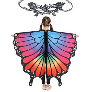 Butterfly Wings for Girls Kids Halloween Costume Fairy Shawl Festival Rave Dress (Kids(fluorescent)) from MAGIFIRE