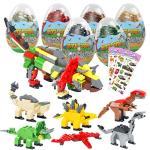 12PCS Pre Filled Easter Eggs Dinosaurs Party Favors Party Supplies Building Blocks Mini Animal Educational Toy Stacking Block Sets Science STEM Gift for Boys & Girls Kids Age 6+ by JGM