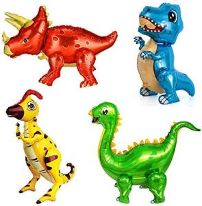 4Pack Giant Self Standing Dinosaur Foil Balloons for Dinosaur Birthday Party Supplies Decorations by Erweicet