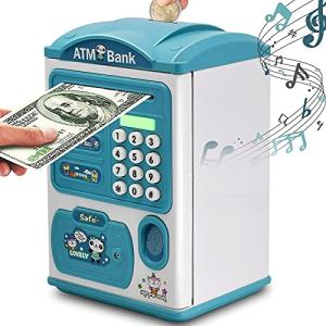 Piggy Bank for Boys,Electronic ATM Piggy Bank Money Bank Money Saving Box with Password&Fingerprint Auto Scroll Music Function Gifts for Girls Boys Children(Blue)â¦ by Yufanya