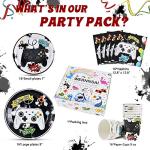Watercolor Video Game Party Supplies Set - Gaming Party Tableware for Boys Birthday Dinner Dessert Cake Plates Cups Napkins Serves 16 Guests 64 PCS by 