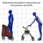 Motivo Tour Rolling Walker for Seniors, Upright - Folding 4-Wheel Rollator with Tray, Cup Holders, Seat, Storage - 300 lbs Limit, Ruby Red, 24 in x 32 in, 1 Count by Motivo Inc