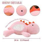 3.5 lbs Weighted Dinosaur Plush, Dino Weighted Plush Animal Stuffed Stress Relief Throw Pillow(Pink Dino 24" 3.5 lbs) from Feipeng