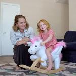 Qaba Kids Rocking Horse, Wooden Plush Ride-On Unicorn Chair Toy with Lullby Song for 18-36 Months Children from Aosom LLC