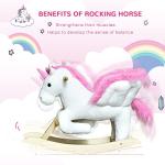 Qaba Kids Rocking Horse, Wooden Plush Ride-On Unicorn Chair Toy with Lullby Song for 18-36 Months Children from Aosom LLC