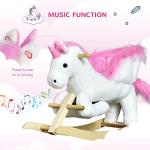 Qaba Kids Rocking Horse, Wooden Plush Ride-On Unicorn Chair Toy with Lullby Song for 18-36 Months Children from Aosom LLC