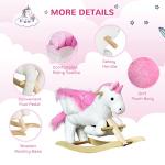 Qaba Kids Rocking Horse, Wooden Plush Ride-On Unicorn Chair Toy with Lullby Song for 18-36 Months Children from Aosom LLC