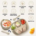 Littlesol Baby Led Weaning Supplies - Complete Silicone Baby Feeding Set - Includes Baby Plate, Spoon, Fork, Bib, Bowl, Water & Snack Cup - Food Grade Silicone BPA Free - Dishwasher Safe (Beige) by littlesol