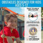 Hyponix Ninja Warrior Obstacle Course for Kids up to 880 Lbs - 50 ft - 9 Durable Obstacles & Weatherproof | Obstacles Designed for Kids | Easily Setup on Trees or Posts | Ninja Course for Kids Outside from Hyponix Sporting