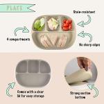 Littlesol Baby Led Weaning Supplies - Complete Silicone Baby Feeding Set - Includes Baby Plate, Spoon, Fork, Bib, Bowl, Water & Snack Cup - Food Grade Silicone BPA Free - Dishwasher Safe (Beige) by littlesol