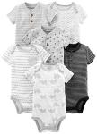 Simple Joys by Carter's Baby Boys' Short-Sleeve Bodysuit, Pack of 6, Black/White/Grey, 0-3 Months by Carter's Simple Joys - Private Label