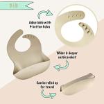 Littlesol Baby Led Weaning Supplies - Complete Silicone Baby Feeding Set - Includes Baby Plate, Spoon, Fork, Bib, Bowl, Water & Snack Cup - Food Grade Silicone BPA Free - Dishwasher Safe (Beige) by littlesol