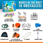 Hyponix Ninja Warrior Obstacle Course for Kids up to 880 Lbs - 50 ft - 9 Durable Obstacles & Weatherproof | Obstacles Designed for Kids | Easily Setup on Trees or Posts | Ninja Course for Kids Outside from Hyponix Sporting