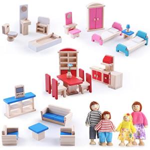 Dollhouse Furniture Wooden Dollhouse Furniture Set Includes 5 Room Kit and Dollhouse Dolls Set for Dollhouse Furniture 1 12 Scale Pretend Play Kids Toy from Toydaze