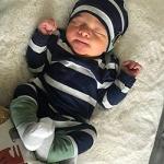 Infant Newborn Baby Boy Clothes Stripe Cotton Romper Long Sleeve Jumpsuit Hat Baby Boys Fall Winter Outfit 0-3 Months from OKGIRL