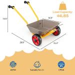 Costzon Kids Wheelbarrow, Heavy Duty Metal Wheel Barrel w/ Steel Frame, Non-Slip Handles, All-Terrain Wheels for Sand, Snow, Plant Transfer, Outdoor Play for Toddlers Aged 2 Years and Up by Costzon