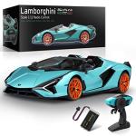 MIEBELY Lamborghini Remote Control Car, 1:12 Scale Lambo Toy Car 7.4V 900mAh Officially Licensed 12Km/h Fast Rc Cars with Led Light 2.4Ghz Model Car for Adults Boys Girls Birthday Ideas Gift - Blue from JIANFENGYUAN TOYS
