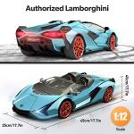 MIEBELY Lamborghini Remote Control Car, 1:12 Scale Lambo Toy Car 7.4V 900mAh Officially Licensed 12Km/h Fast Rc Cars with Led Light 2.4Ghz Model Car for Adults Boys Girls Birthday Ideas Gift - Blue from JIANFENGYUAN TOYS