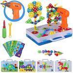 224 Piece STEM Building Toys for Kids 4 5 6 7 8 Year Old, Trendy Bits Drill Puzzle with Screwdriver Tool Set, Mosaic Drill Set for Boys and Girls Ages 4-8 from SUPSTEM