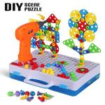 224 Piece STEM Building Toys for Kids 4 5 6 7 8 Year Old, Trendy Bits Drill Puzzle with Screwdriver Tool Set, Mosaic Drill Set for Boys and Girls Ages 4-8 from SUPSTEM