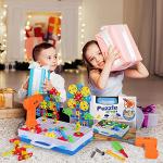 224 Piece STEM Building Toys for Kids 4 5 6 7 8 Year Old, Trendy Bits Drill Puzzle with Screwdriver Tool Set, Mosaic Drill Set for Boys and Girls Ages 4-8 from SUPSTEM