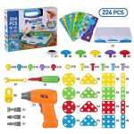 224 Piece STEM Building Toys for Kids 4 5 6 7 8 Year Old, Trendy Bits Drill Puzzle with Screwdriver Tool Set, Mosaic Drill Set for Boys and Girls Ages 4-8 from SUPSTEM
