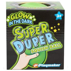 Master Toys & Novelties Glow in The Dark Super Duper Lime Green 4 inch Thermoplastic Resin Squish Ball by Master Toys & Novelties