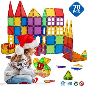 MAGBLOCK Magnetic Blocks - Magnetic Toys for Toddlers Kids Magnetic Building Blocks Preschool Magnet Set Magnetic Stem Toys 70 Pieces from Tuoxiang