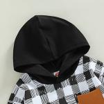 Baby Boys Clothes 3 6 9 12 18 24M 3T Pants Set Hooded Patchwork Hoodie Plaid Sweatpants Fall Winter Outfit (Black-Plaid, 0-6 Months) from MA&BABY