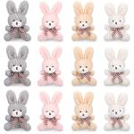 12 Pieces 4 Inch Plush Tiny Toy Bear Bunny Valentine's Day Stuffed Animals Plush Soft Tiny Favors Jointed Doll Toys Small Furry Dolls for Party Favors DIY Keychain Bag Decor (Rabbit) by Zomiboo