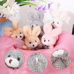 12 Pieces 4 Inch Plush Tiny Toy Bear Bunny Valentine's Day Stuffed Animals Plush Soft Tiny Favors Jointed Doll Toys Small Furry Dolls for Party Favors DIY Keychain Bag Decor (Rabbit) by Zomiboo