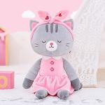 Lazada Stuffed Cat Dolls Animal Kitty Plush Toy Baby Girl Gifts Gray with Hair Band 16" by Lazada