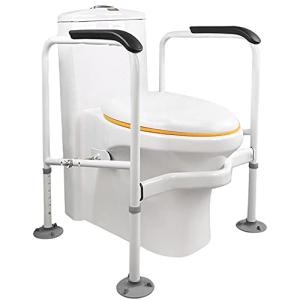 RealPero Toilet Safety Rails,Toilet Frame with Handles, Bathroom Safety Frame, Upgraded Thick Carbon Steal Crossbar and Large Non-Slip Suction Cups .Height and Width Adjustable,Fits All Toilets from RealPreo