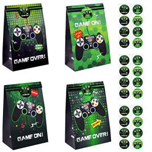 Game Gift Bag - 24 PCS Video Game Party Supplies Goodie Bags for Kids Boys Gamer Gaming Theme Baby Shower Birthday Party Favors Candy Treat Bags from WERNNSAI