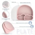 SofiAl Premium Baby Feeding Set, Toddler Divider Plate & Bowl with Suction, Adjustable Silicone Bib, Baby Utensils 11 Items, BPA Free & Microwave, Dishwasher Safe (Rose Pink) from SofiAl