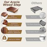 HOLANA Acacia One Step Stool for Adults - Step Stool for Bed - Indoor/Outdoor - 550lbs Stepping Stool Bathroom Aid for Handicap , Elderly , Seniors , Kid , Bathtub , High Beds, Kitchens (Acacia Wood) by HOLANA