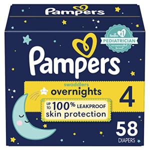Diapers Size 4, 58 Count - Pampers Swaddlers Overnights Disposable Baby Diapers, Super Pack from Procter & Gamble