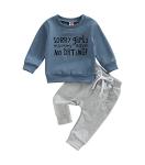 Toddler Newborn Baby Boy Clothes Set Long Sleeve Letter Print Sweatshirt + Solid Color Pants 2Pcs Set (Blue-Sorry Girls Mama says no Dating, 6-12 Months) by MA&BABY