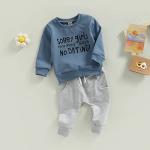 Toddler Newborn Baby Boy Clothes Set Long Sleeve Letter Print Sweatshirt + Solid Color Pants 2Pcs Set (Blue-Sorry Girls Mama says no Dating, 6-12 Months) by MA&BABY