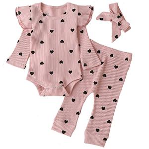Infant Baby Girl Clothes Outfits,Fall Winter Romper Christmas Clothing Set 6-9 months Pink Heart from 