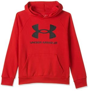 Under Armour Boys Rival Fleece Hoodie , Red (600)/Onyx White , Youth X-Large from Under Armour Apparel