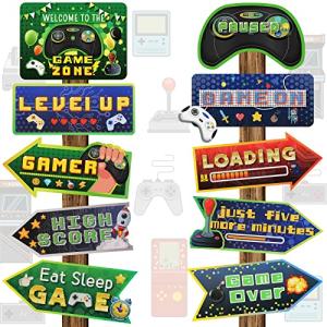 20 Pieces Video Game Party Sign Game Party Themed Directional Signs Video Game Sign Funny Video Game Cutouts Welcome Yard Outdoor Wall Sign Party Supplies Photo Props Backdrop Decoration Party Decor from Tenare