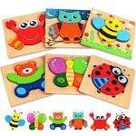 Dreampark Wooden Jigsaw Puzzles, 6 Pack Animal Puzzles for Toddlers Kids 1 2 3 Years Old Educational Toys for Boys and Girls by Dreampark