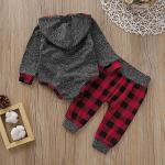 ODASIRA Newborn Baby Boy Clothes Fall Winter Infant Outfits Long Sleeve Hoodie Romper + Red Plaid Pants Set Grey 0-3 Months 70cm from ODASIRA