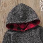 ODASIRA Newborn Baby Boy Clothes Fall Winter Infant Outfits Long Sleeve Hoodie Romper + Red Plaid Pants Set Grey 0-3 Months 70cm from ODASIRA