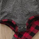 ODASIRA Newborn Baby Boy Clothes Fall Winter Infant Outfits Long Sleeve Hoodie Romper + Red Plaid Pants Set Grey 0-3 Months 70cm from ODASIRA