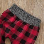 ODASIRA Newborn Baby Boy Clothes Fall Winter Infant Outfits Long Sleeve Hoodie Romper + Red Plaid Pants Set Grey 0-3 Months 70cm from ODASIRA