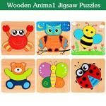 Dreampark Wooden Jigsaw Puzzles, 6 Pack Animal Puzzles for Toddlers Kids 1 2 3 Years Old Educational Toys for Boys and Girls by Dreampark