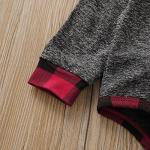 ODASIRA Newborn Baby Boy Clothes Fall Winter Infant Outfits Long Sleeve Hoodie Romper + Red Plaid Pants Set Grey 0-3 Months 70cm from ODASIRA